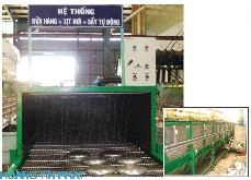 Hệ thống băng tải rửa hàng, xịt hơi, sấy tự động